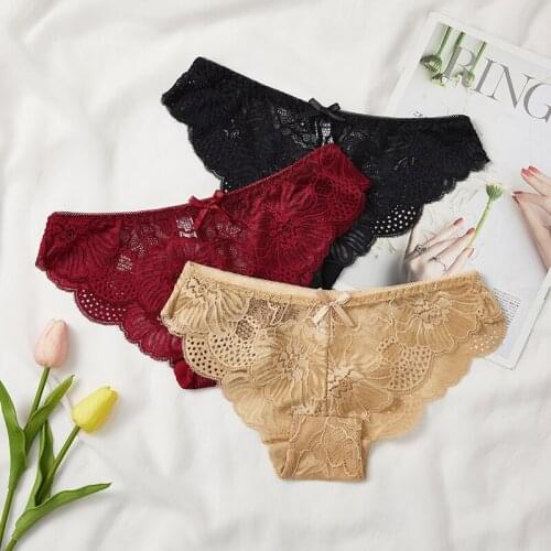 3 Pcs Underwear For Woman Sexy Lace Briefs Women Panties Mid-Rise High Quality Female Panties Woman Underwear S-XL New BANNIROU