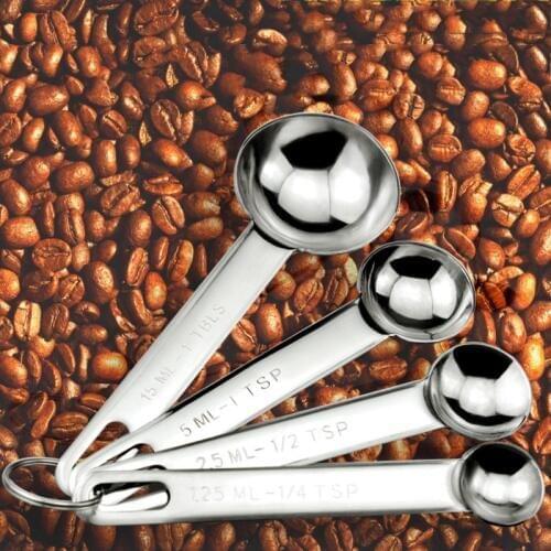 4pcs/set Stainless Steel Measuring Spoons Coffee Cake Baking Spoon Simple Design Durable Sugar High Quality