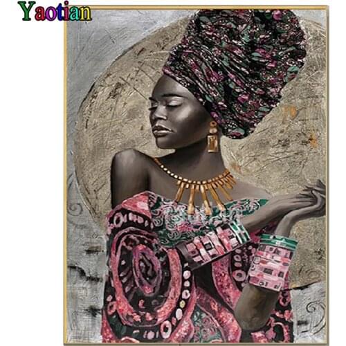 5d Diy Diamond Painting Abstract African Women Portrait Diamond Embroidery Full Square Drill Cross Stitch Diamond Mosaic Sticker