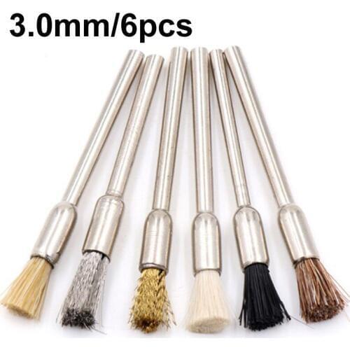 6pcs 3.0mm 4mm Handle Steel Brush Wire Wheel Brushes Die Grinder Rotary Electric Tool