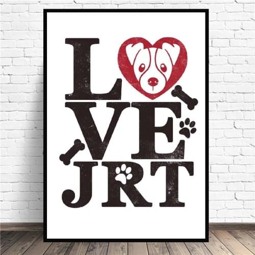 Love Jack russell terrier Canvas Wall Animal Abstract Art Print Modern Poster Wall Pictures Living Room Decor