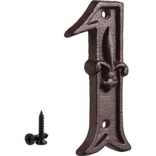 Address Number 4.7" Height, Heavy Duty Cast Iron Retro Style Address Number Sign for House Mailbox Number 1