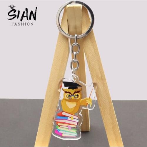 New Lovely Owl Acrylic Keychain Cute Cartoon Owl Double-Sided Car Keyring Unisex Fashion Jewelry Accessories Gifts