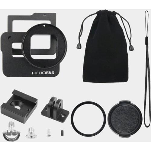 For GoPro HERO5 HERO6 Aluminum Protective Housing Case Cover Frame & 52mm UV Lens Gopro HERO6 Black, HERO5 Black