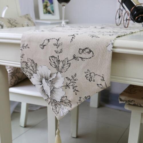 White Peony Cabinet Flag Linen Cotton Table Flag Mat Hotel Inn Bed Flag Modern Home Decoration Decora