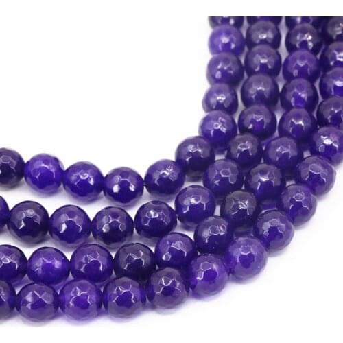 Natural Stone Loose Beads for Jewelry Making Faceted Round 4 6 8 10 12mm Purple Jades DIY Bracelet Necklace Finding 15inch A19