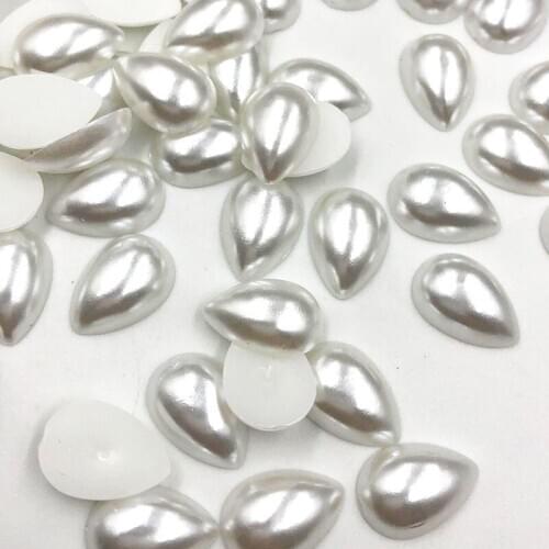100pcs/pack 14*10mm Beige/White Beads ABS Ivory Half Water Droplets Imitation Pearls Suitable For Manual DIY Production