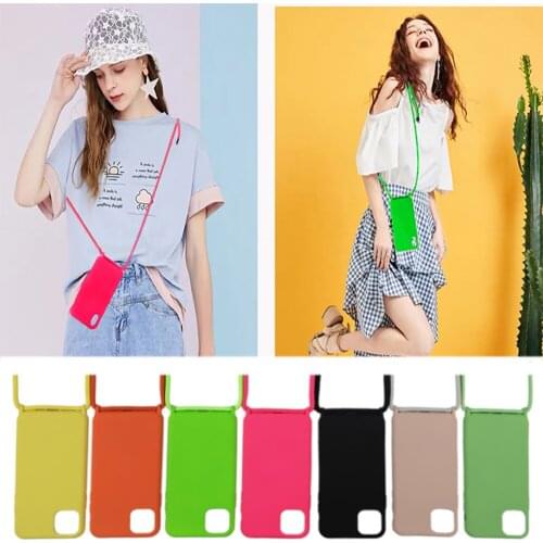 Liquid Silicone Lanyard Phone Case For iPhone 6 7 8 Plus 12 11 pro Xs Max Xr Case Cover With Neck Strap Crossbody Necklace Cord