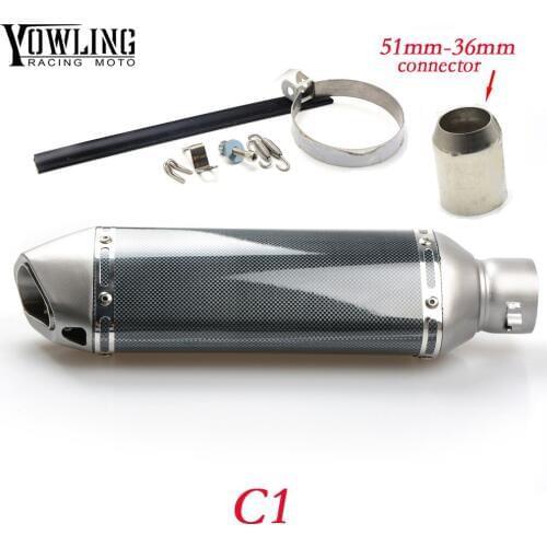 Dirt bike Inlet 51mm exhaust muffler pipe with db killer 36mm connector For Kawasaki KX250F KX450F KX500 KX60 KX65 KX80 KX85