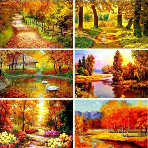 HUACAN 5D DIY Diamond Painting Landscape Full Round Drill Embroidery Home Decoration Handcraft Art Kits