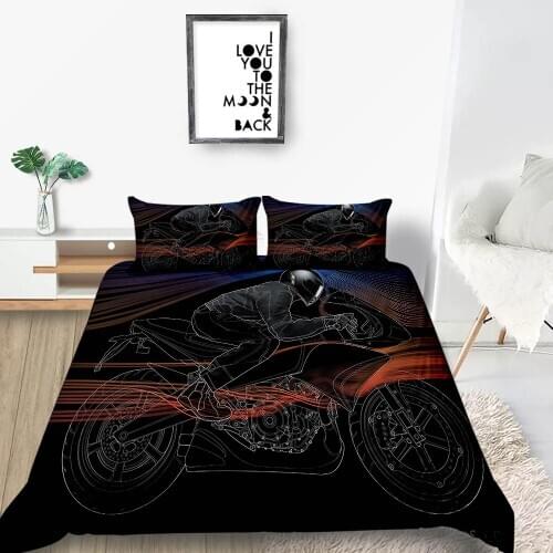 Motorcyclist Bedding Set Geometric Abstract Line Duvet Cover Creative King Queen Twin Full Single Double Comfortable Bed Set