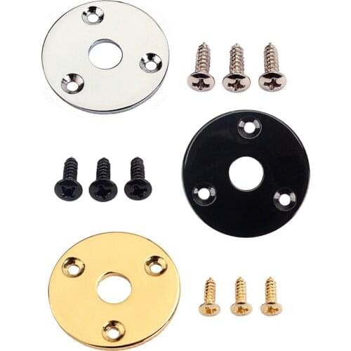 Round Guitar Jack Plate Indented 1/4 Inch Guitar Pickup Output Input Jack Socket Plate Metal Jack Plate With Screws for Electric