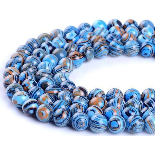 Round Natural Stone Beads For Jewelry Making Blue Malachite Beads Diy Bracelet Necklace 4/6/8/10/12/14 MM Pick Size