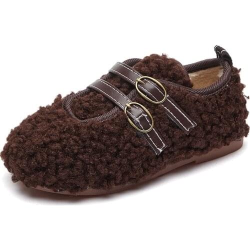 Fashion Gilrs Wool Shoes Winter New Children Fashion Shoes Baby Shoes Warm and Cute Cotton Shoes Girls Flats 4 Color Size 21-36