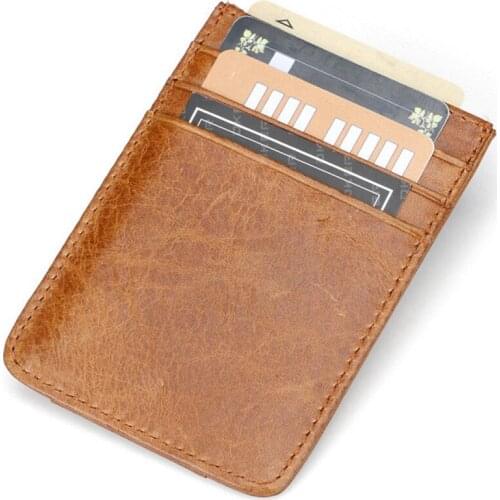 1 Piece Genuine Leather Wallet Men Credit Holder Card Mini Wallet Simple Portable ID Case Purse Pouch Vintage Cards Holders