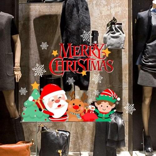CRNT0146 window sticker Christmas 100% decoration for window shopping stores, without glue, repositionable and reusable at will