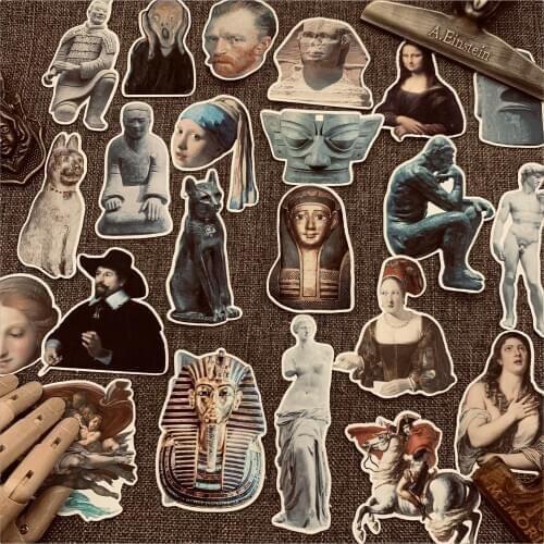 22pcs Vintage Art museum series stickers DIY scrapbooking base collage mobile computer diary gift sealing decoration sticker