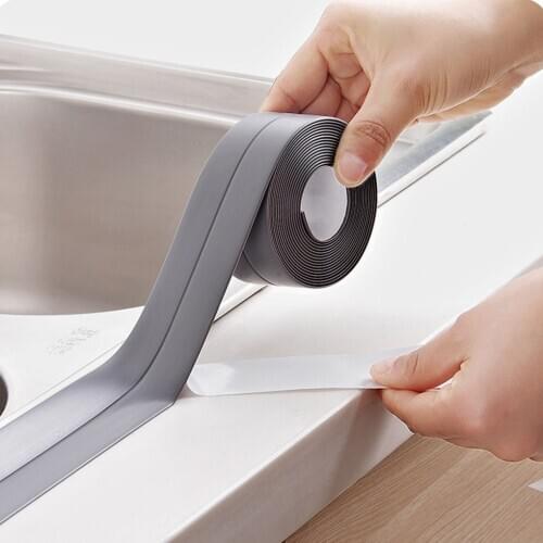 Wall Caulk Strip Tub Bath Sealing Tape Kitchen Bathroom Wall Edge Waterproof Mildew Proof Tough PVC Sealing Sticker