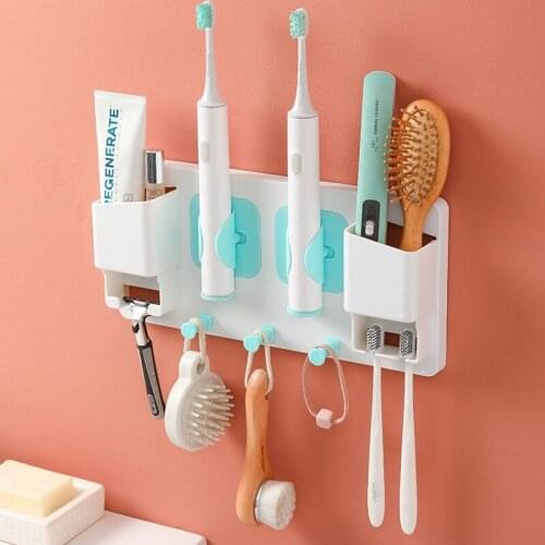 New Toothbrush Holder Wall-mounted Razor Stand Home Decor Wall Tower Sundries Organizer Hooks Bathroom Toothpaste Storage Rack