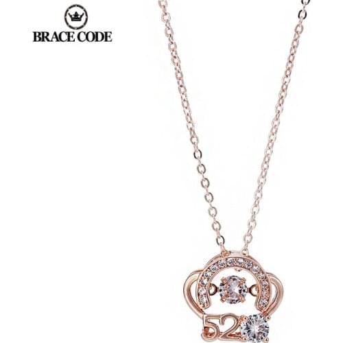 High Quality Inlaid Zircon Fashion Brand Necklace 520 I Love You CZ Brand Lady Valentines Day Wedding Jewelry Gifts For Wife