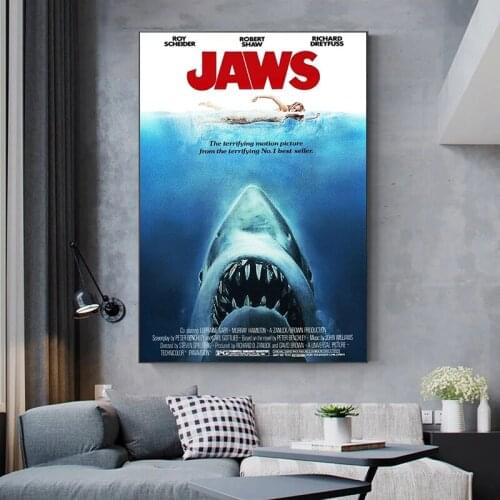 JAWS Art Canvas Poster Movie Picture Poster Living Room Decoration Wall Painting Bedroom Decoration Cuadros