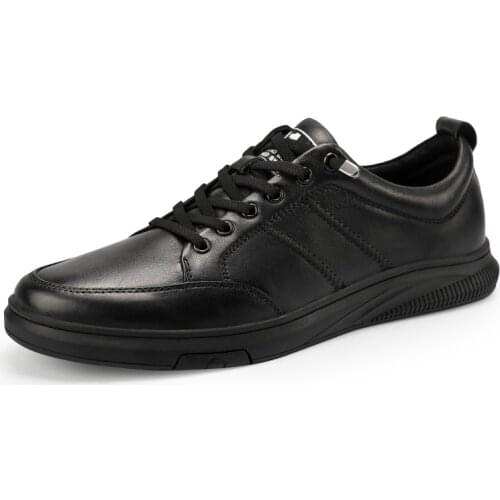 Spring Summer Black White Genuine Leather Mens Shoes Fashion Casual Sneakers Wild Mens Flat Shoes Non-slip Board Shoe