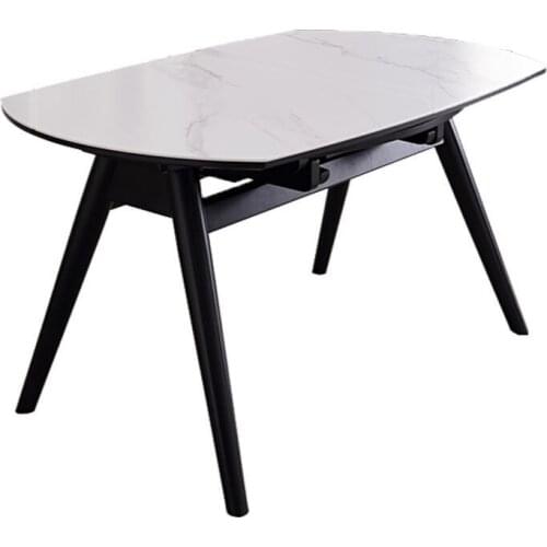 Folding dining table chair combination Italian minimalist home slab telescopic can be square round table jump