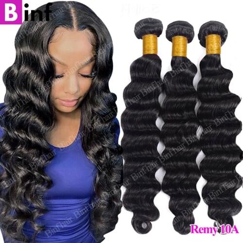 Loose Deep Wave Hair Bundles 30 40 Inches Human Hair Bundles Natural Black Virgin Hair Bundles Brazilian Remy Weave Human Hair