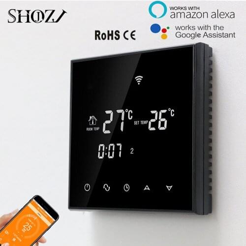 Wifi Touch Screen Thermostat for Water/Gas Boiler Heating Thermoregulator Works with Google Assistant Alexa Echo