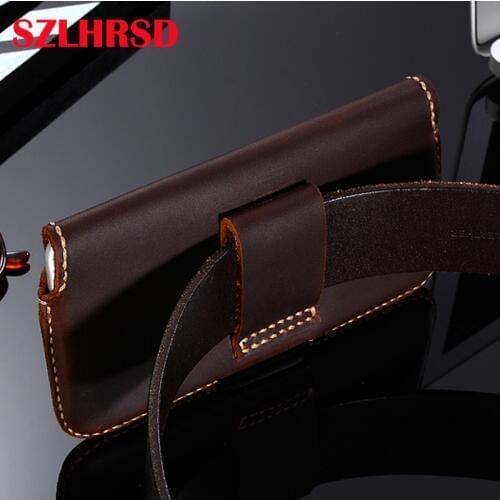 Vivo Y89 Y85 High quality Handmade 100% Genuine Leather Mens Waist Bag Outdoor Bag Vivo V15 Pro Case Cover Phone Bag Vivo Y91C