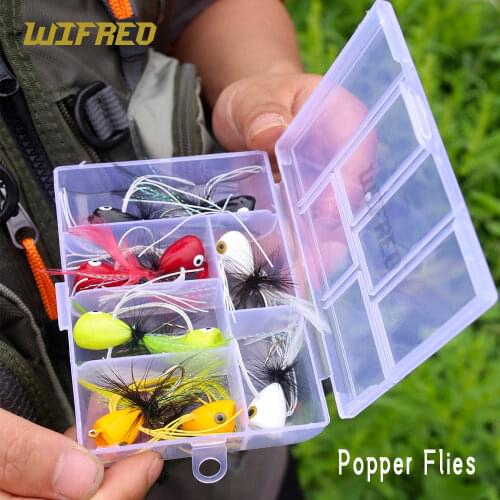 Wifreo 10pcs Fly Fishing Poppers Topwater Popper Flies Fly Fishing Lures For Bass Bluegill Kit Panfish Bait
