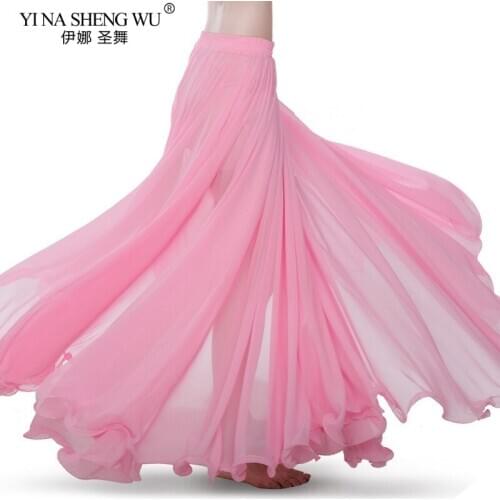 New Sexy Women Belly Dance Costume Chiffon Skirt Performance Stage Elegant Bellydance Wear Wrap Long 720 Degrees Swing Skirt
