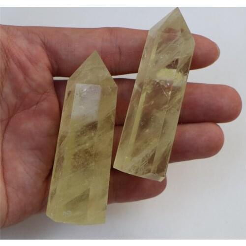 1pc Natural Crystal Point Citrine Healing Obelisk Yellow Quartz Wand Beautiful Ornament for Home Decor Energy Stone Pyramid
