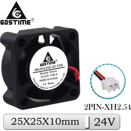 10Pcs Gdstime DC 24V 25x25x10mm 25mm Axial Cooler Fan 2510 2cm Brushless Micro Exhaust Computer Memory Card Heatsink Cooling Fan