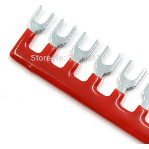 100PCS TB2508 Suyep 8 Positions 25A Wire Connector Pre Insulated Fork Type Barrier Spades Terminal Strip Jumper Block