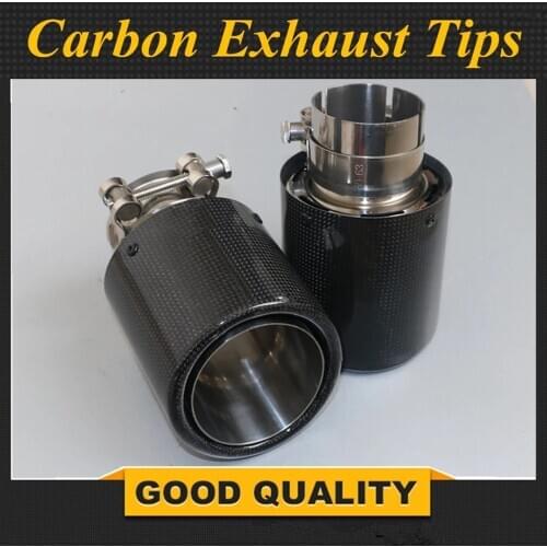 2 Pcs Car styling Exhaust Tail Pipes Carbon Muffler Tip Tail End Universal Stainless Steel Curly Sandblasting For Bmw