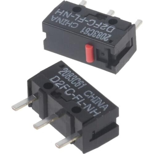 2Pcs Original D2FC-FL-NH Red Dot Classic Mouse Micro Switch 10 Million Times lifetime Universal with 7N 10m 20M OF 20CB