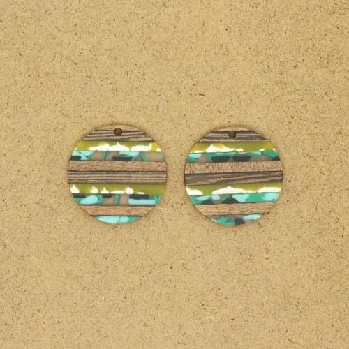 2pcs Retro Art Splicing Wood Earring Charms Diy Earrings Bracelet Necklace Pendant Accessory Handmade Jewelry Make Findings