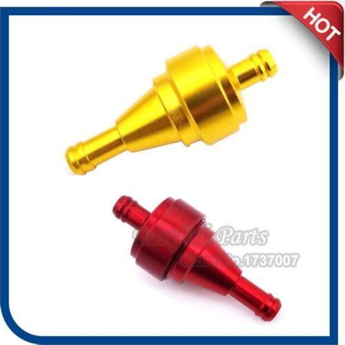 2 pcs/pack Oil Gas Fuel Filter Aluminum Red and Gold Color For Motorized Bicycle Motorcrass Dirt Bike ATV Quad Go Kart