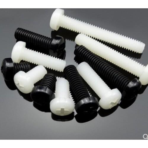 20-50pcs nylon screw M2 m2.5 m3 m4 m5 m6 white or black Nylon Plastic insulation Phillips Cross Recessed round pan Head Screw