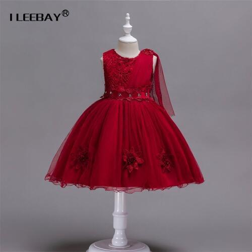 2018 Lace Girls Elegant Evening Dress Kids Bridemaid Wedding Party Tutu Dress Girls Pageant Vestido Menina Toddler Costume