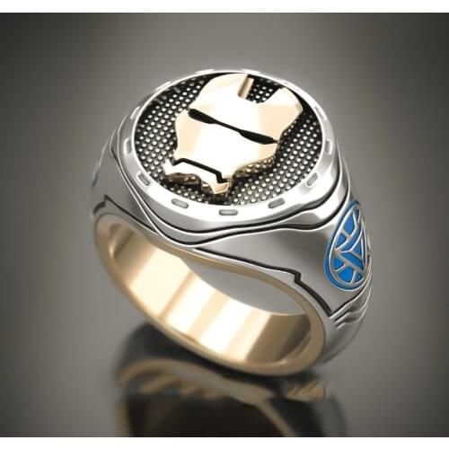 2021 new fashion jewelry Hot Sales Shiny Gold Color Bevel Iron Man New Mens Comfort Wedding Two color ring