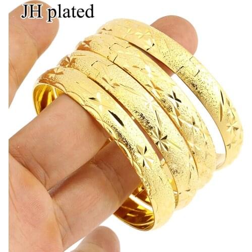 JHplated 4 pieces Africa Ethiopia fashion mix width 10mm can open bracelet for Middle East women bridal wedding gifts