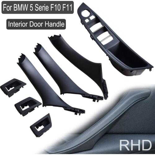 7PCS Set For BMW 5 series F10 F11 520 525 Red Wine/Black Car Interior Door Handle Inner Panel Pull Trim Right Hand Drive RHD