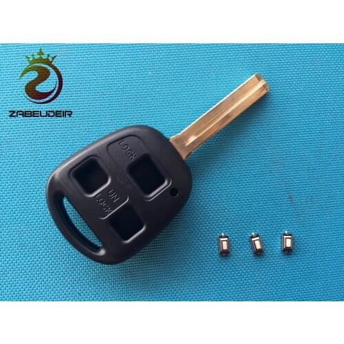 1Pc 3 Button Remote FOB Key Case Shell Uncut Short Blade For Lexus IS200 GS300 LS400 ES SC No Logo +3Pcs Micro Switches Car Auto