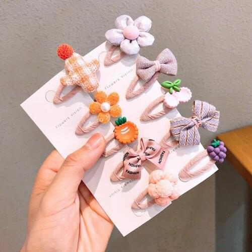 5pcs/lot Baby Hair Clips Flower Bows Kids Hairpins For Girls Plaid Printed Children Barrettes Baby Girl Hair Accessories