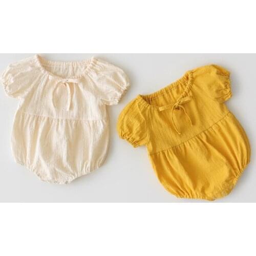 2021 Summer Baby Girl Romper Clothes Infant Kids Bubble Short-sleeved Clothing Hat Two-piece Cotton Breathable Romper Suit