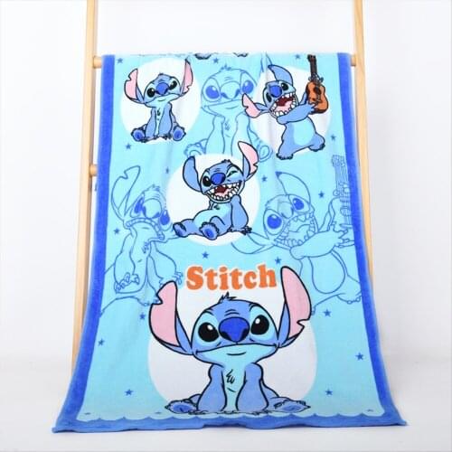 Disney Children Bath Towel Swimming Cute Cartoon Beach Towel Stitch Cotton 60x120cm