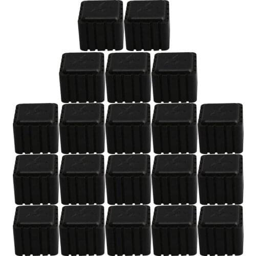 Inner Black Square Furniture Chair Table Legs Feet Rubber Covers Floor Protectors Caps 20x20mm Set of 20