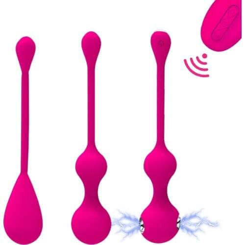 Electric Shock Kegel Vagina Ball Vagina Tighten Exercise Geisha Ball Wireless Remote Vibrating Eggs Smart Ben Wa Ball SM Sex Toy